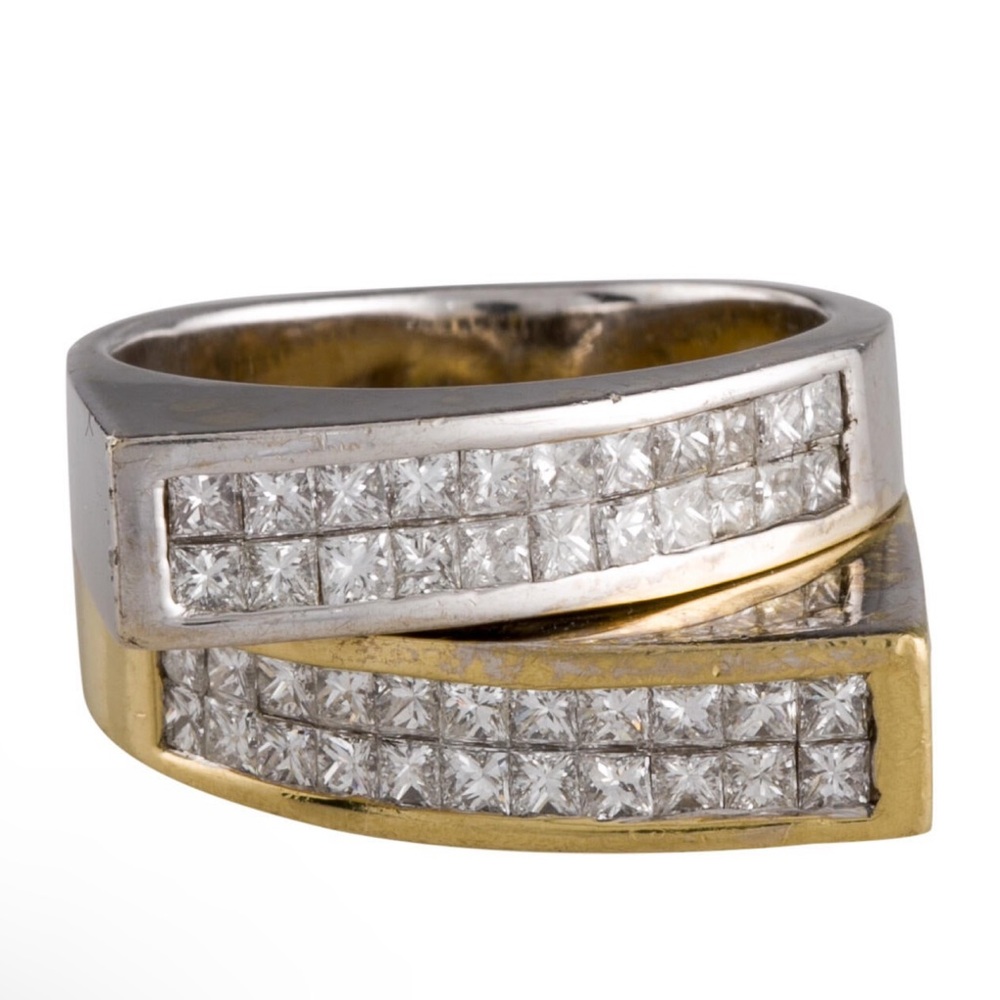 18K Diamond Two-Tone Bypass Ring